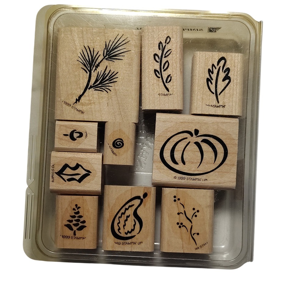 Vintage Stampin‎ Up Wood Mount Simply Seasonal Stamps Retired 1999 10 Pieces
